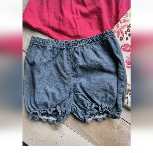 Carter's 3pc Floral Print Tank Bodysuit With Tank And Shorts Pink White 18 Month - Picture 4 of 5